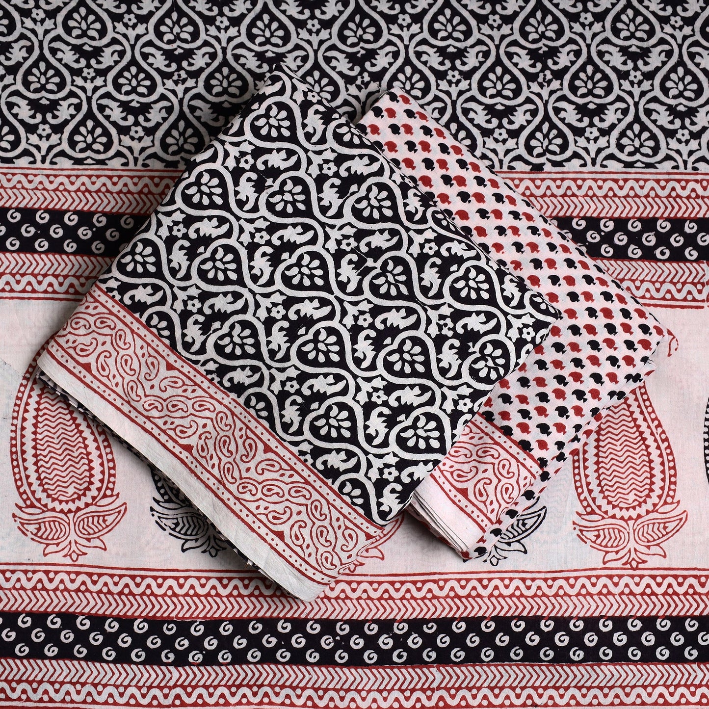  3pc Bagh Print Cotton Dress Material Set