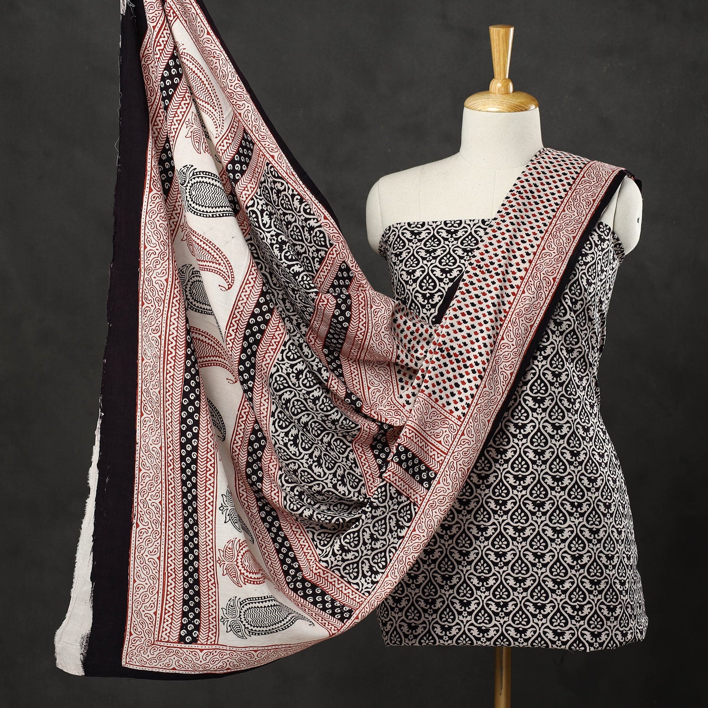  3pc Bagh Print Cotton Dress Material Set