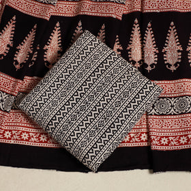  Black 3pc Bagh Print Cotton Dress Material Set
