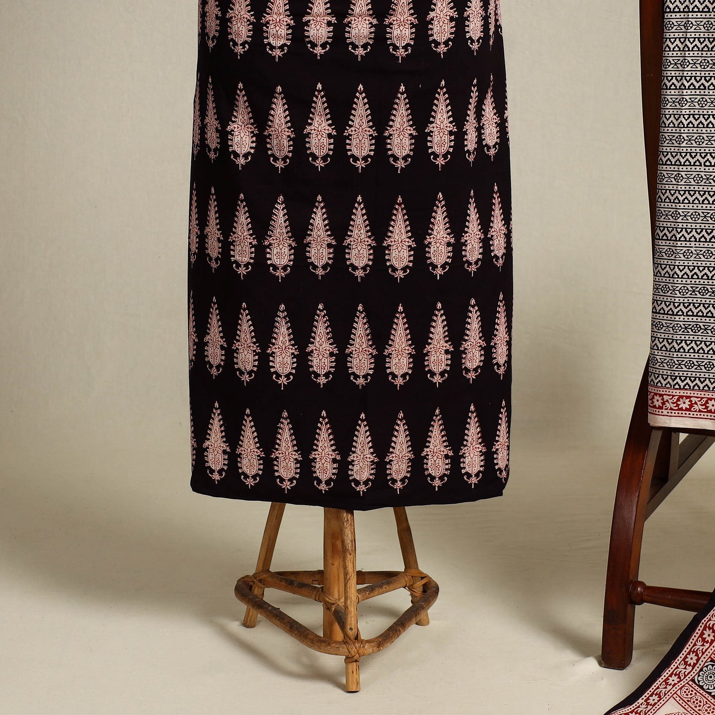  Black 3pc Bagh Print Cotton Dress Material Set