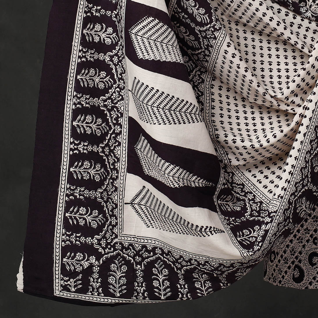  Black 3pc Bagh Print Cotton Dress Material Set