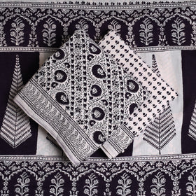  Black 3pc Bagh Print Cotton Dress Material Set
