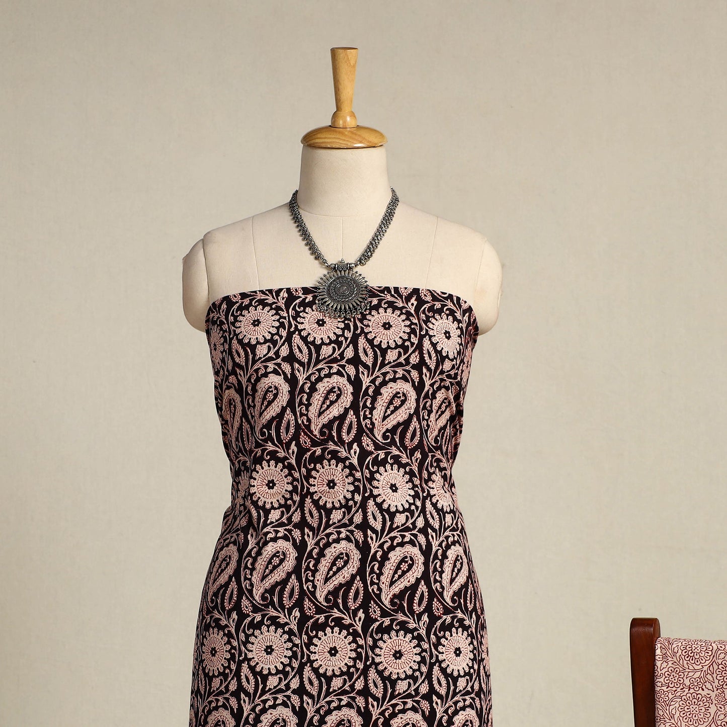 Black 3pc Bagh Print Cotton Dress Material Set