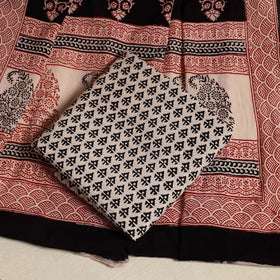 Black 3pc Bagh Print Cotton Dress Material Set