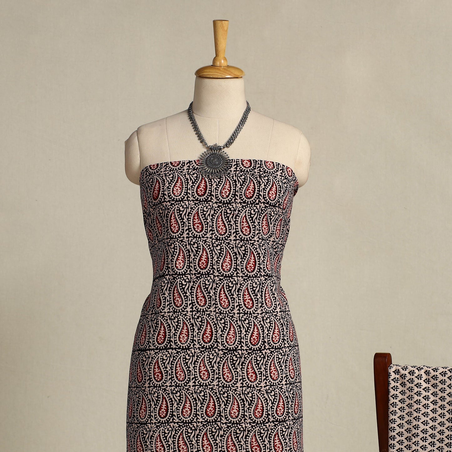 Black 3pc Bagh Print Cotton Dress Material Set