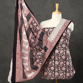  Black 3pc Bagh Print Cotton Dress Material Set