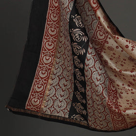 Multicolor - 3pc Bagru Print Chanderi Silk Dress Material 02