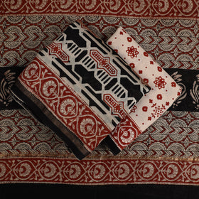 Multicolor - 3pc Bagru Print Chanderi Silk Dress Material 02