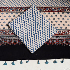 Black 3pc Block Print Natural Dyed Ajrakh Dress Material