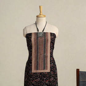 Black 3pc Block Print Natural Dyed Ajrakh Dress Material