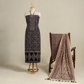  Black 3pc Block Print Natural Dyed Ajrakh Dress Material