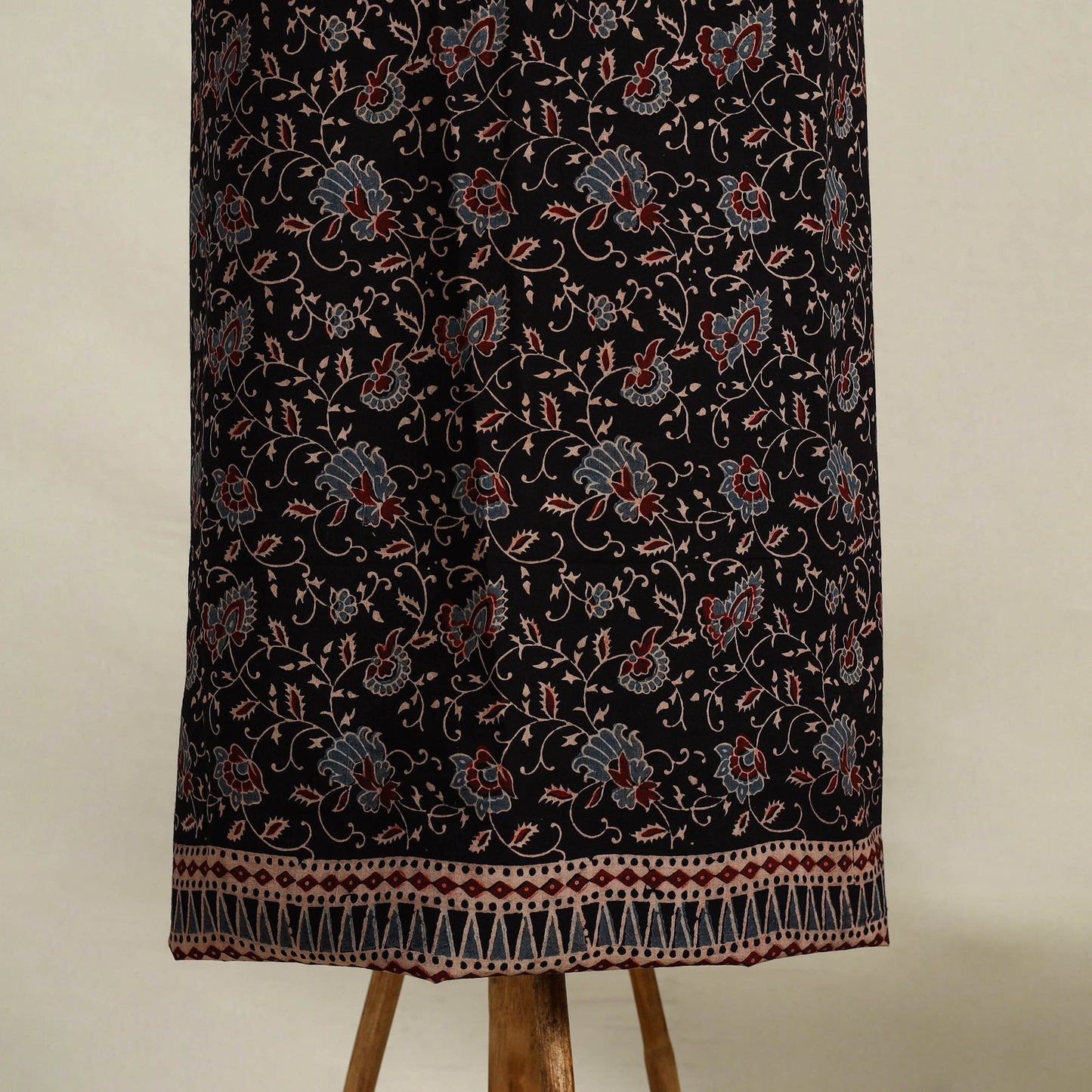 Black 3pc Block Print Natural Dyed Ajrakh Dress Material