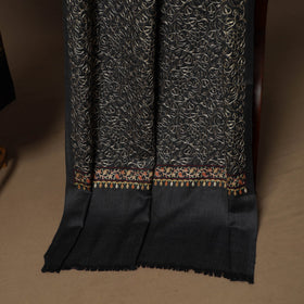 Black - 3pc chain stitch hand embroidered merino wool