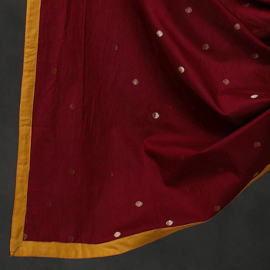 3pc Chanderi Silk Black Kalamkari Kurta with Polka Dot Dupatta