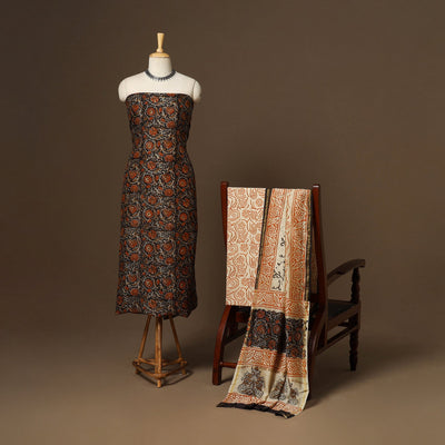 3pc chanderi silk unstitched hand bagru dress material 33