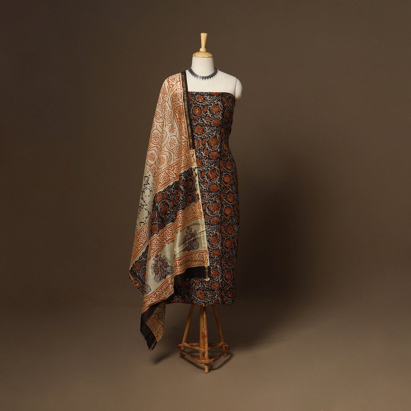 3pc chanderi silk unstitched hand bagru dress material 33