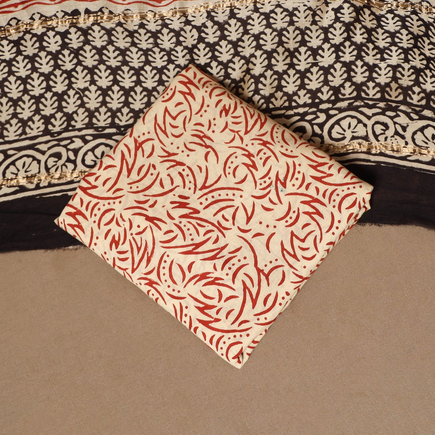 3pc chanderi silk unstitched hand bagru dress material 37