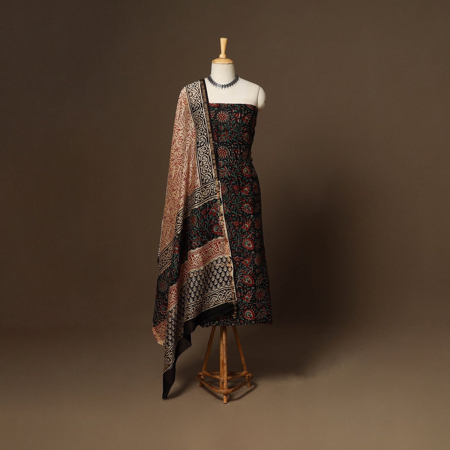 3pc chanderi silk unstitched hand bagru dress material 37