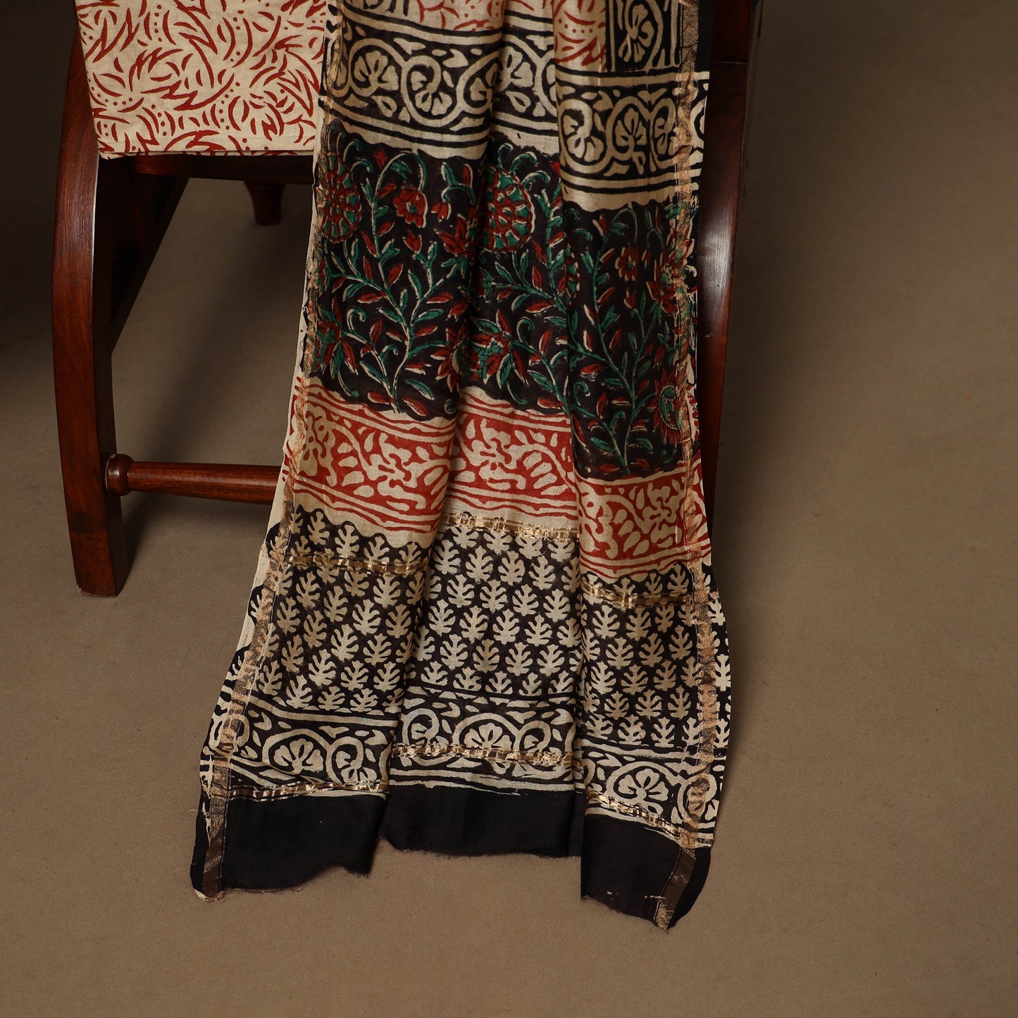 3pc chanderi silk unstitched hand bagru dress material 37