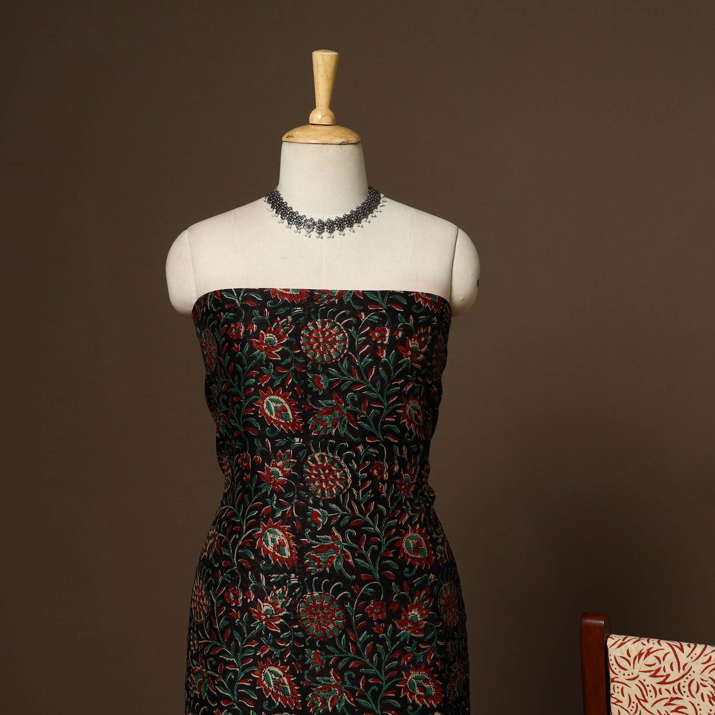 3pc chanderi silk unstitched hand bagru dress material 37