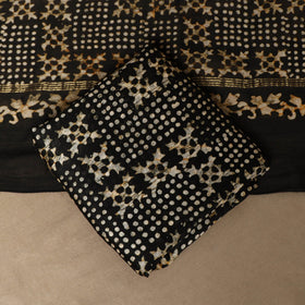 Black - 3pc chanderi silk unstitched hand batik dress