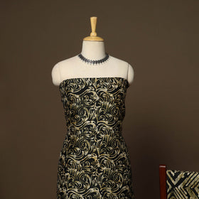 Black - 3pc chanderi silk unstitched hand batik dress