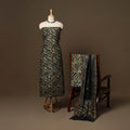 Black - 3pc chanderi silk unstitched hand batik dress