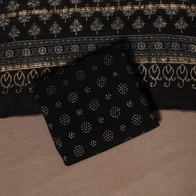 Black - 3pc chanderi silk unstitched sanganeri dress