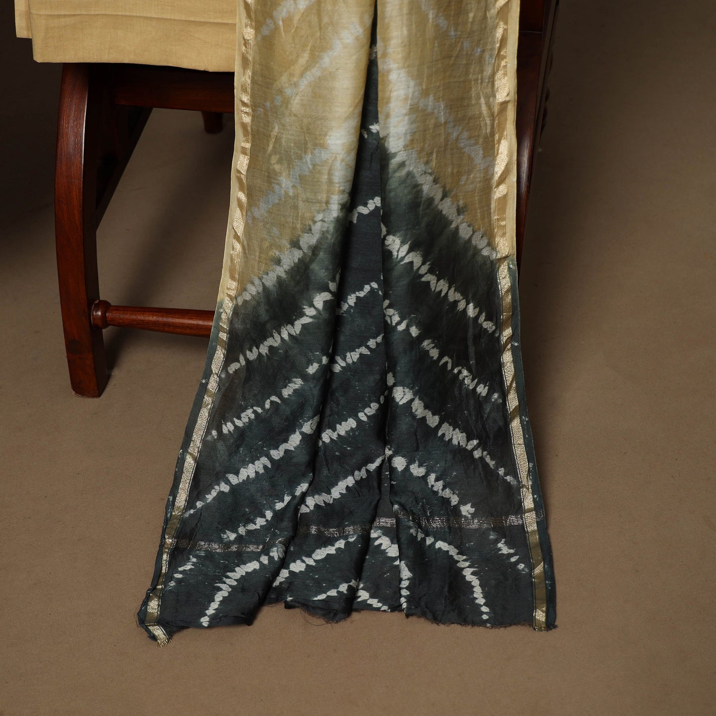 3pc chanderi silk unstitched tie-dye shibori dress material