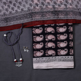 Black - 3pc cotton bagh unstitched dress material