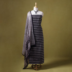 Black - 3pc cotton bagh unstitched dress material