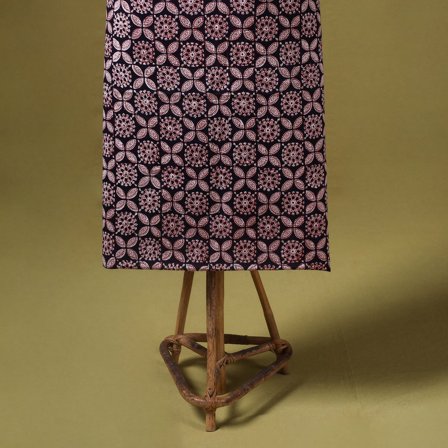 Black 3pc Cotton Bagh Print Dress Material with Jewellery Set 