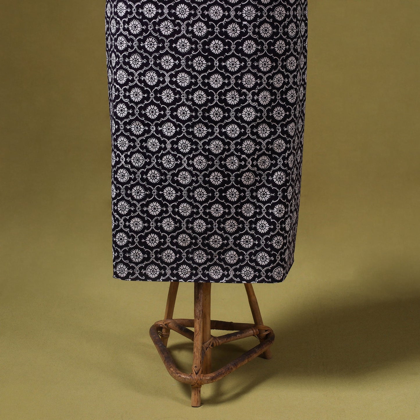 Black 3pc Cotton Bagh Print Dress Material with Jewellery Set 