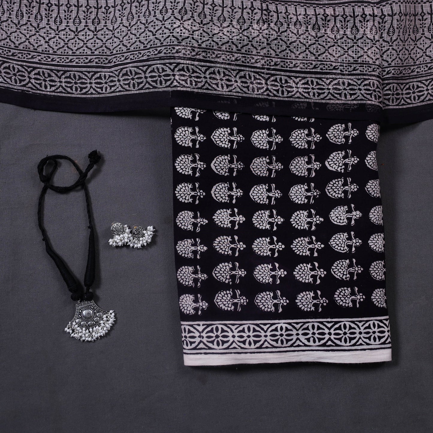 Black - 3pc cotton bagh unstitched dress material