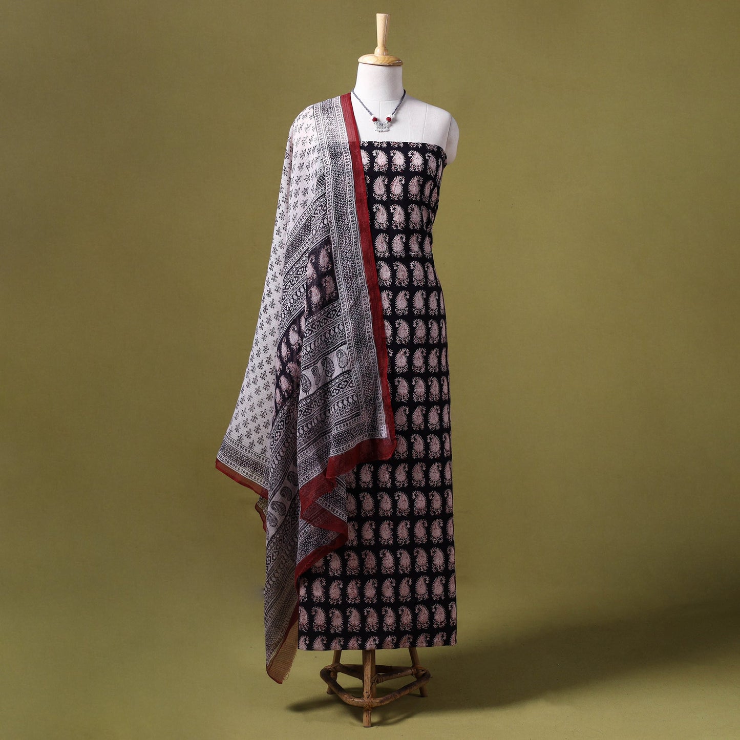 Black - 3pc cotton bagh unstitched dress material