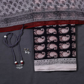 Black - 3pc cotton bagh unstitched dress material