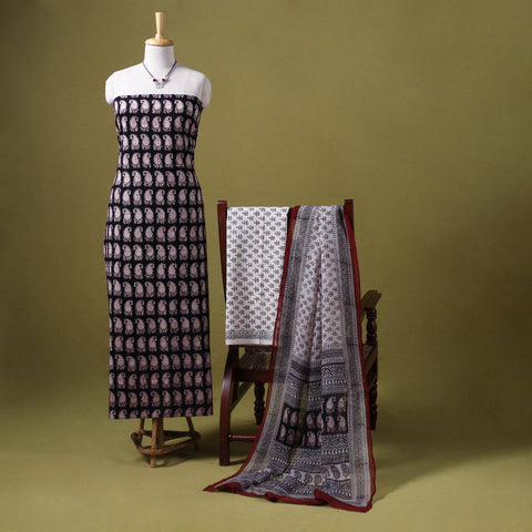 Black - 3pc cotton bagh unstitched dress material