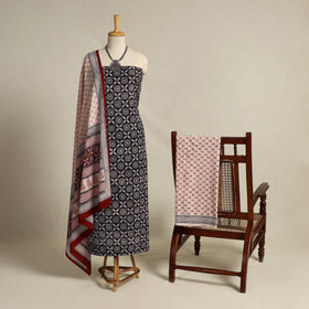  Black 3pc Cotton Bagh Print Suit Material Set