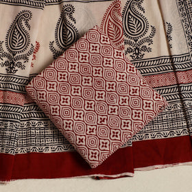 Black 3pc Cotton Bagh Print Suit Material Set