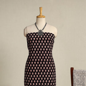 Black 3pc Cotton Bagh Print Suit Material Set