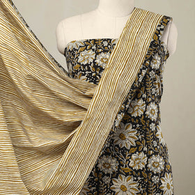  Black 3pc Cotton Bagru Print Kurta with Sanganeri Dupatta