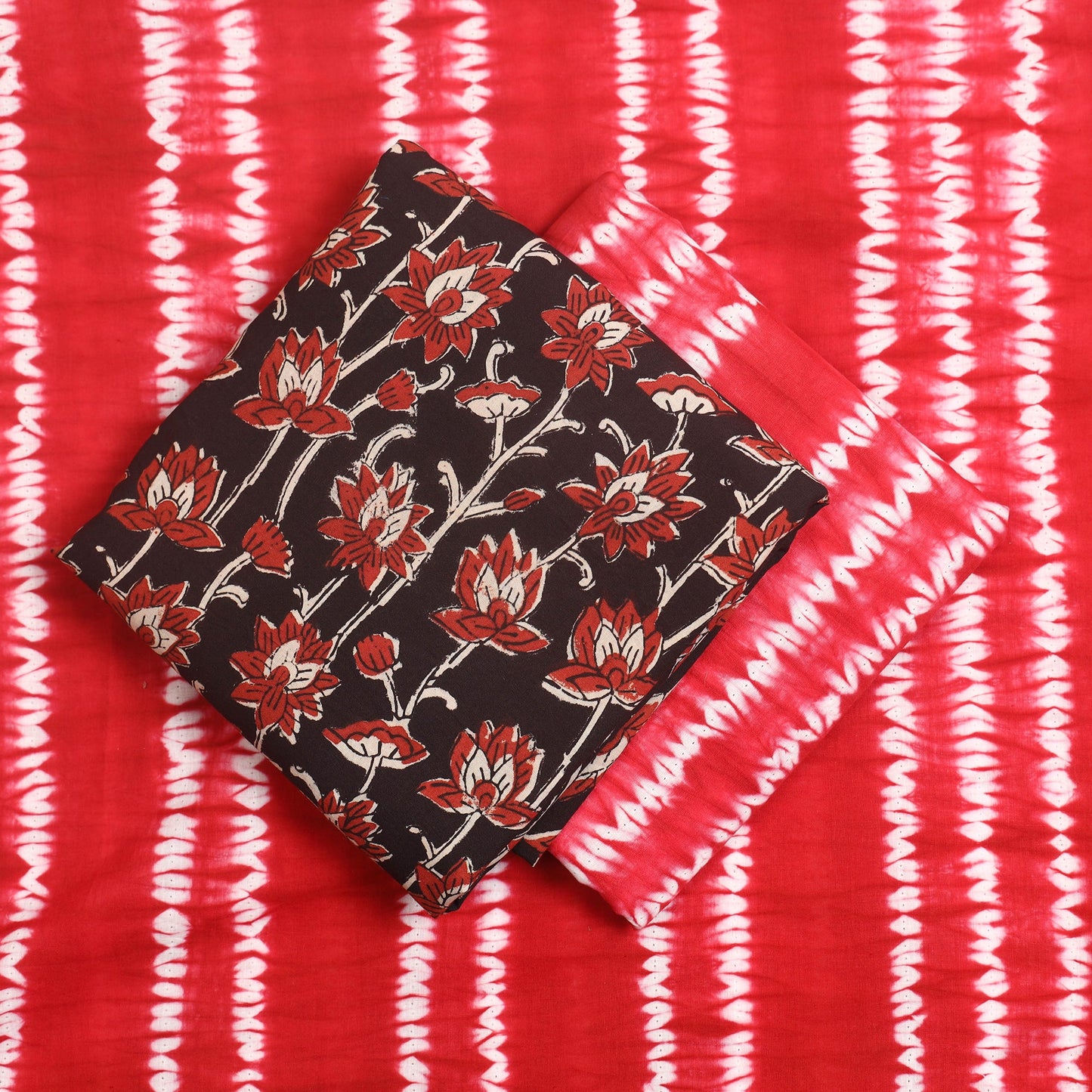 Black - 3pc Cotton Bagru Print Kurta with Shibori Dupatta 21