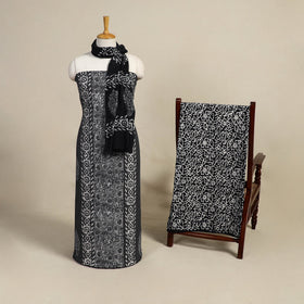 Black - 3pc cotton hand batik unstitched dress material 02