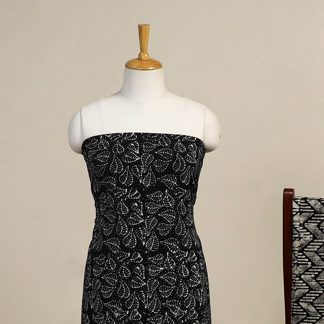  Black 3pc Cotton Hand Batik Print Dress Material