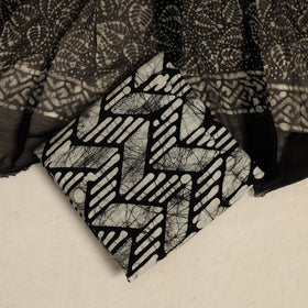  Black 3pc Cotton Hand Batik Print Dress Material