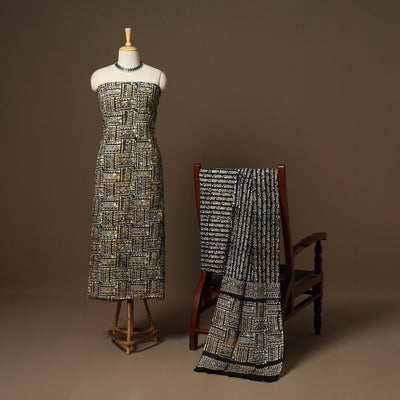 Black - 3pc cotton kutch batik dress material 08