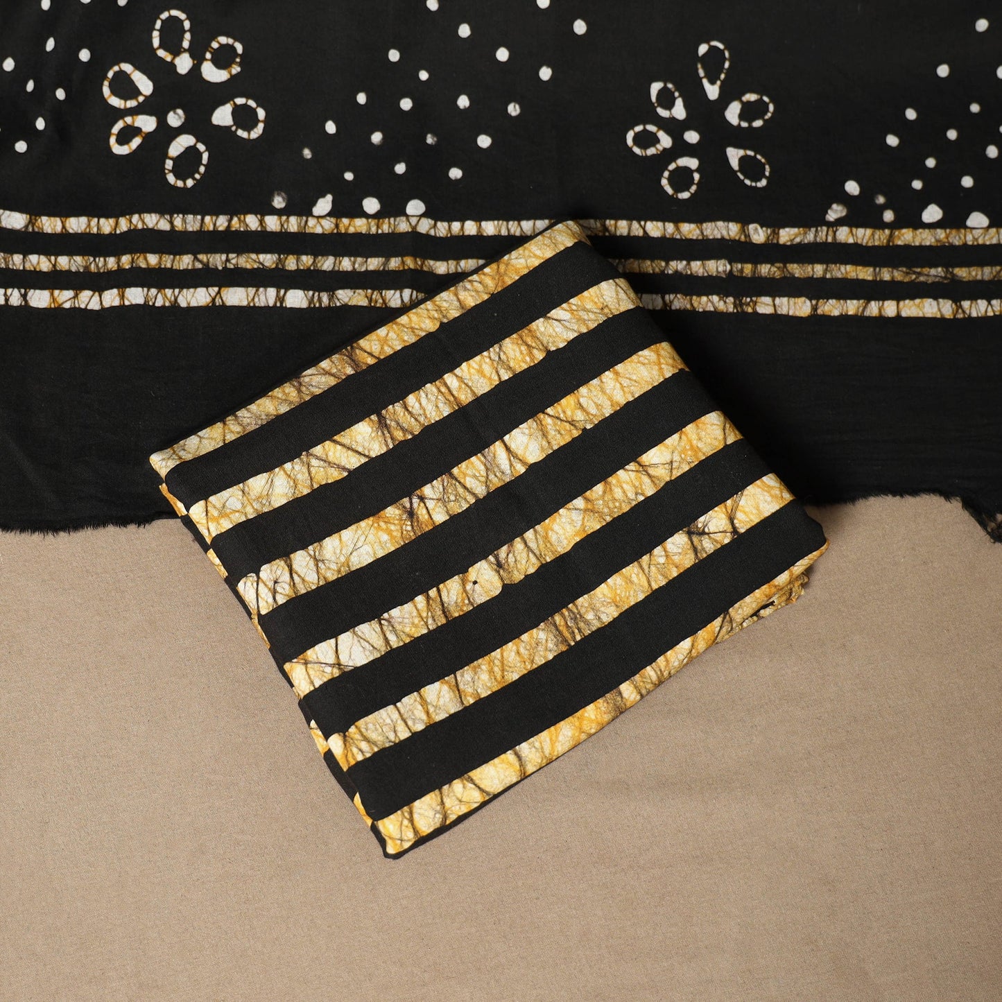 Black - 3pc cotton kutch batik dress material 12