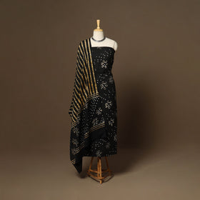 Black - 3pc cotton kutch batik dress material 12