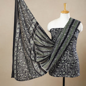 Black - 3pc cotton kutch batik unstitched dress material 37