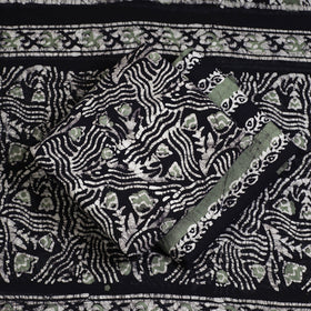 Black - 3pc cotton kutch batik unstitched dress material 37